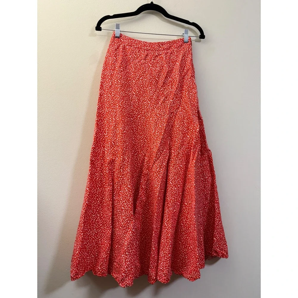 Anthropologie Moglea Dappled A-Line Red & White Micro Dot Maxi Skirt Women's - 0